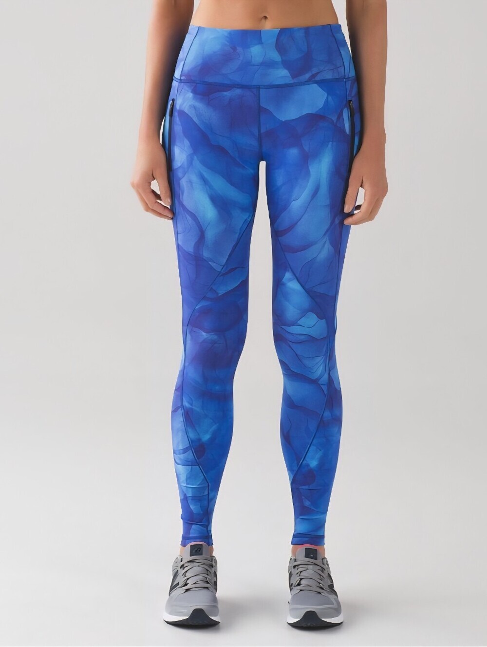 Lululemon Run It Out Blue Abstract Print High-Waist Leggings Medium Gym Workout